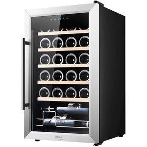 Vitrina de vin Cecotec 02345 GrandSommelier 24000 Inox Compressor, Capacitate 24 sticle, Temperatura reglabila, Iluminare LED, Control digital, Inox