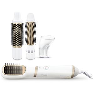 Perie cu aer cald Philips Essential Care Airstyler HP8663/00, 800 W, Ionizare, ThermoProtect, 4 accesorii, Alb